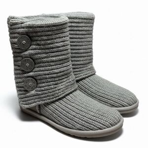 UGG Australia  Classic Cardy II Size 9 Gray Knit Sheepskin Tall Boots 5819 READ!